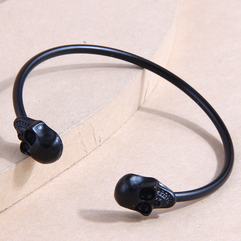 Vintage Geometric Skull Alloy Open Cuff Bracelet