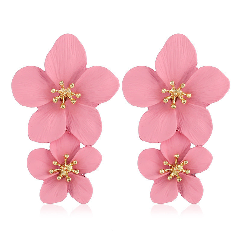 Women's Bohemian Floral Double Layer Drop Earrings NHLN148250