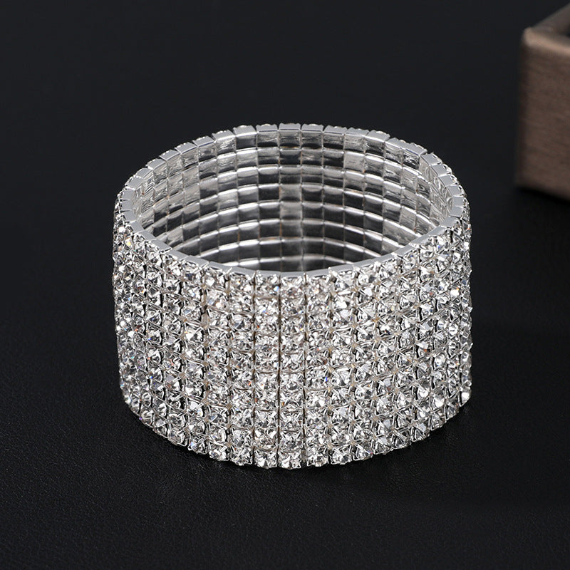 Korean Style Full Diamond Elastic Bracelet Shiny Rhinestone Bangle