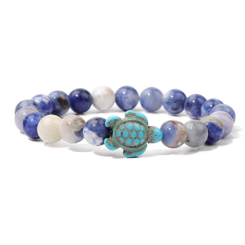 Retro Tortoise Agate and Natural Stone Beaded Bracelet