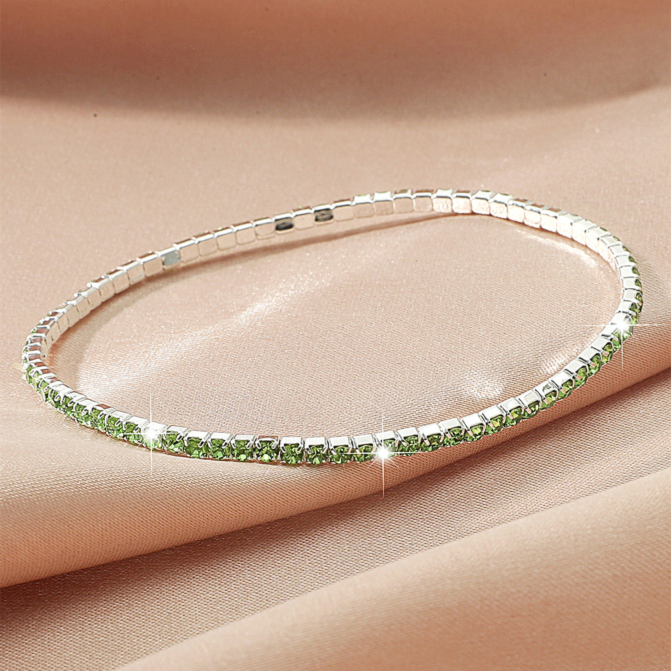 Geometric Elastic Rhinestone Crystal Bracelet 2.0mm Bridal Jewelry
