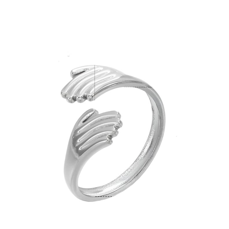 18K Gold Plated Stainless Steel Retro Open Palm Hug Ring