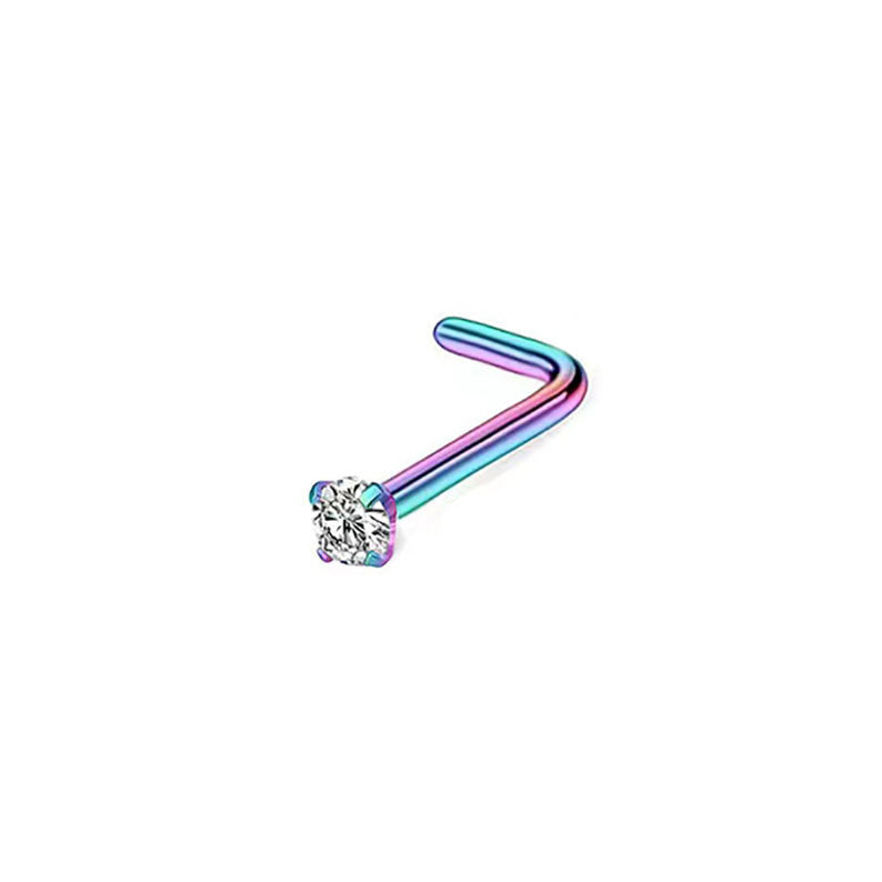 Simple Style Stainless Steel Zircon Inlay Nose Stud Piercing Jewelry