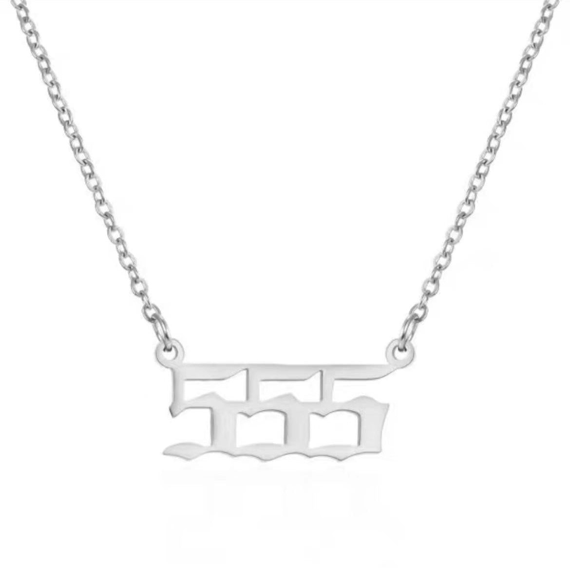 Simple Retro Stainless Steel Number Pendant Necklace for Women and Couples