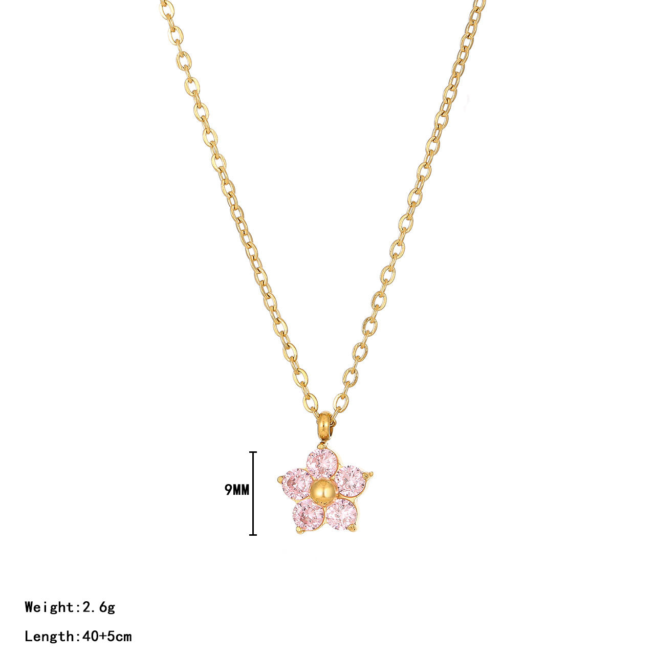 Elegant Floral Stainless Steel Crystal Pendant Necklace