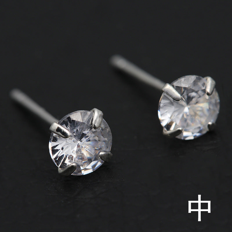 Simple Geometric 925 Sterling Silver Zircon Stud Earrings Set