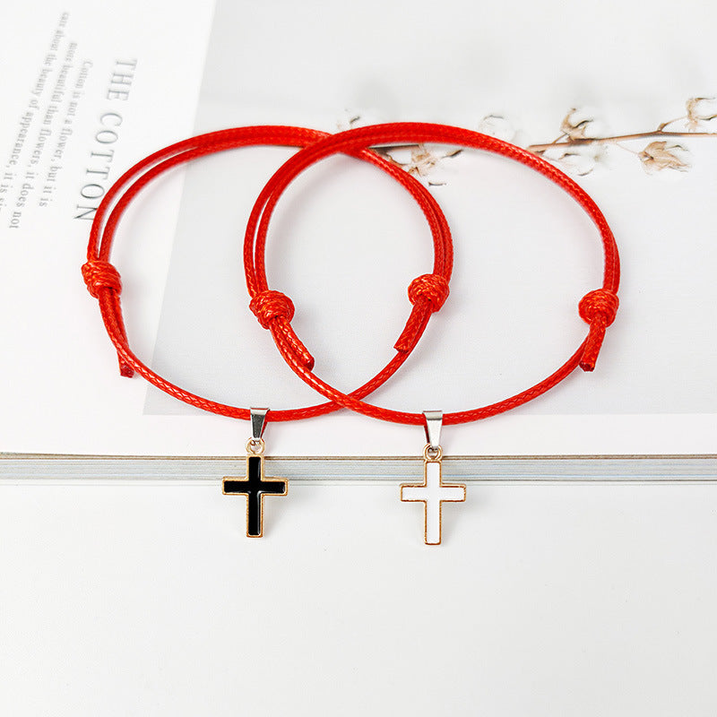 Alloy Cross Wax Rope Couple Bracelet Set Jewelry Wholesale