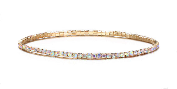 Geometric Elastic Rhinestone Crystal Bracelet 2.0mm Bridal Jewelry