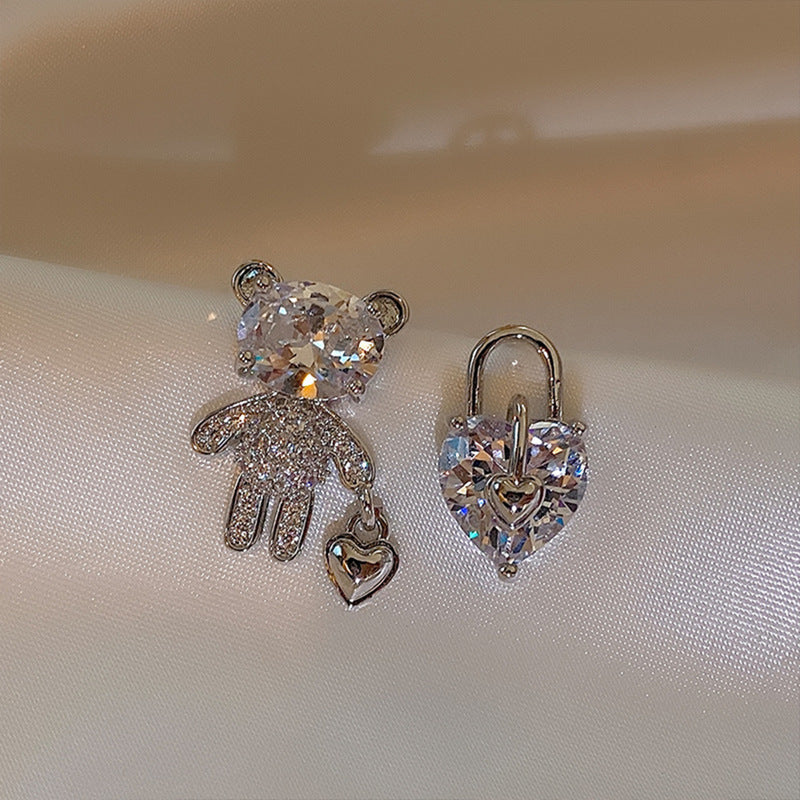 Elegant Heart Flower Zircon Alloy Earrings for Women
