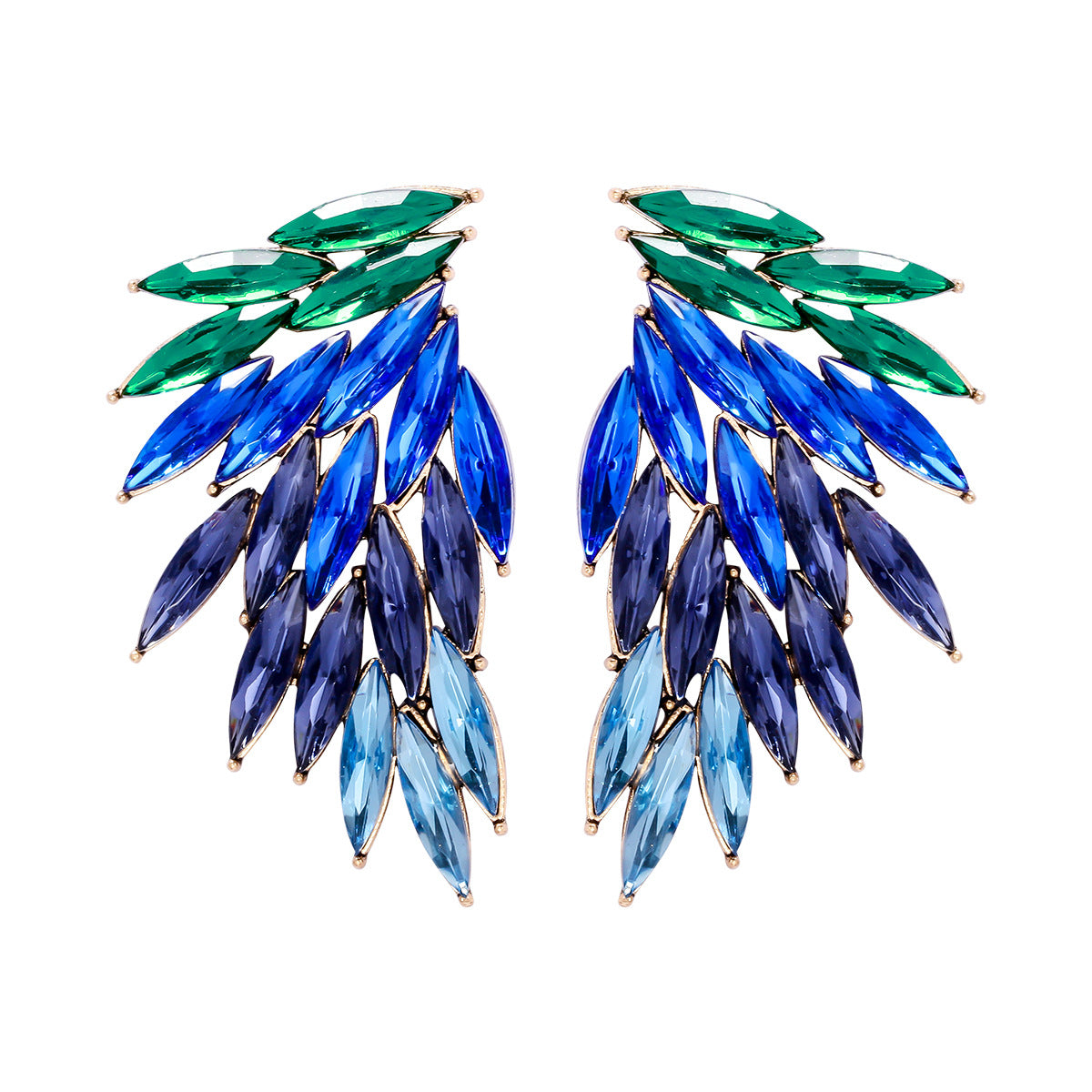 Elegant Feather Wings Alloy Inlay Glass Stone Women's Earrings