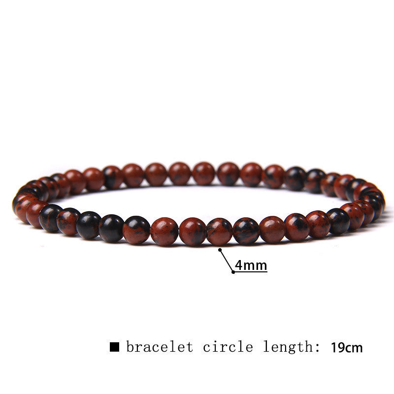 Minimalist Natural Stone Beaded Bracelet - 4mm Gemstone Jewelry for Women