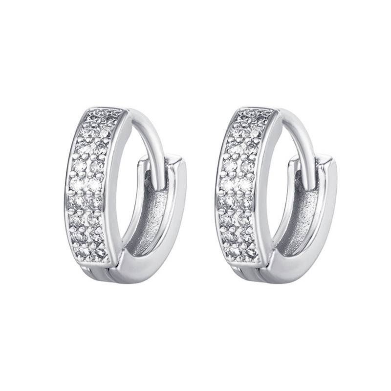 Simple Style Copper Zircon Inlaid Hoop Earrings