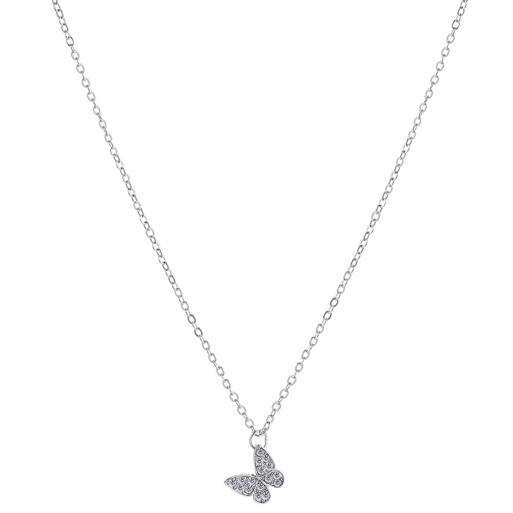 Artificial Pearl Butterfly Pendant Layered Necklace
