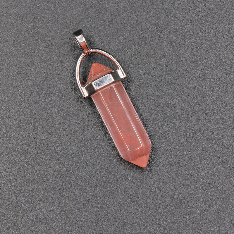 Hexagon Prism Crystal Bullet Pendant Necklace