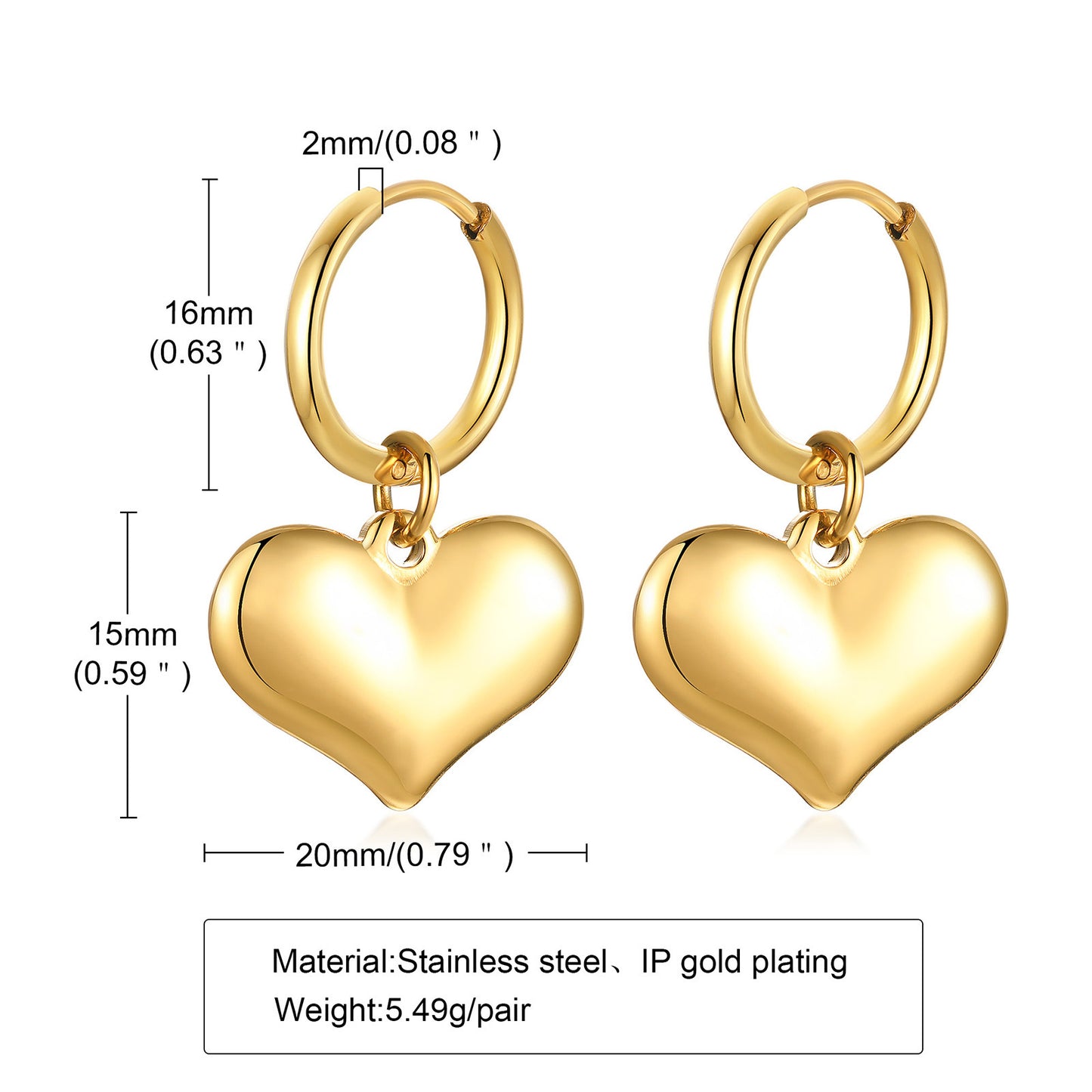 1 Pair 18K Gold Plated Star and Twisted Hoop Stainless Steel Drop Earrings with Zircon Inlay