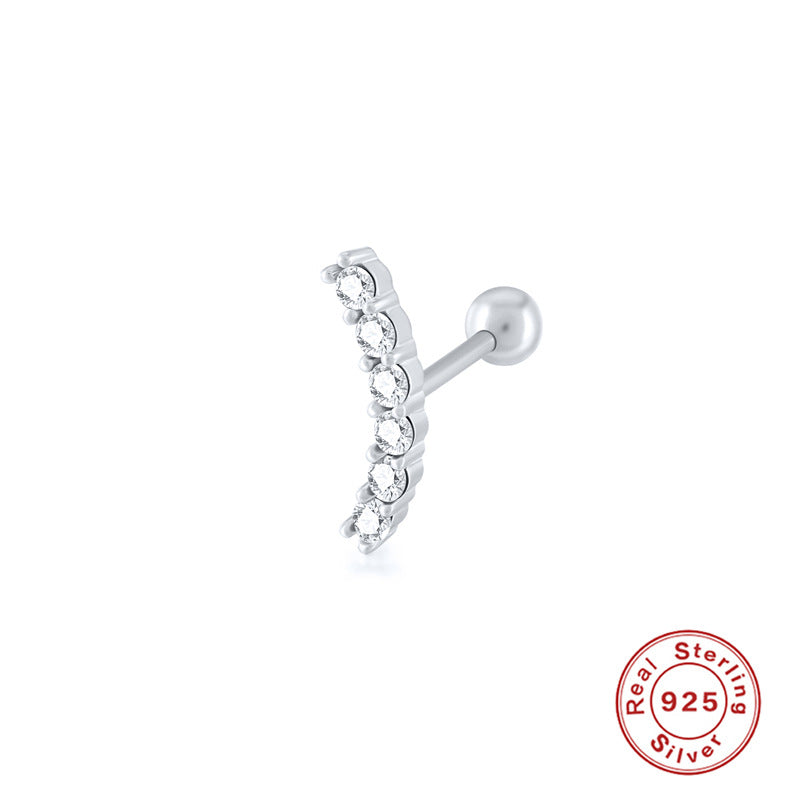 Sterling Silver Star Moon Heart Shaped Stud Earrings