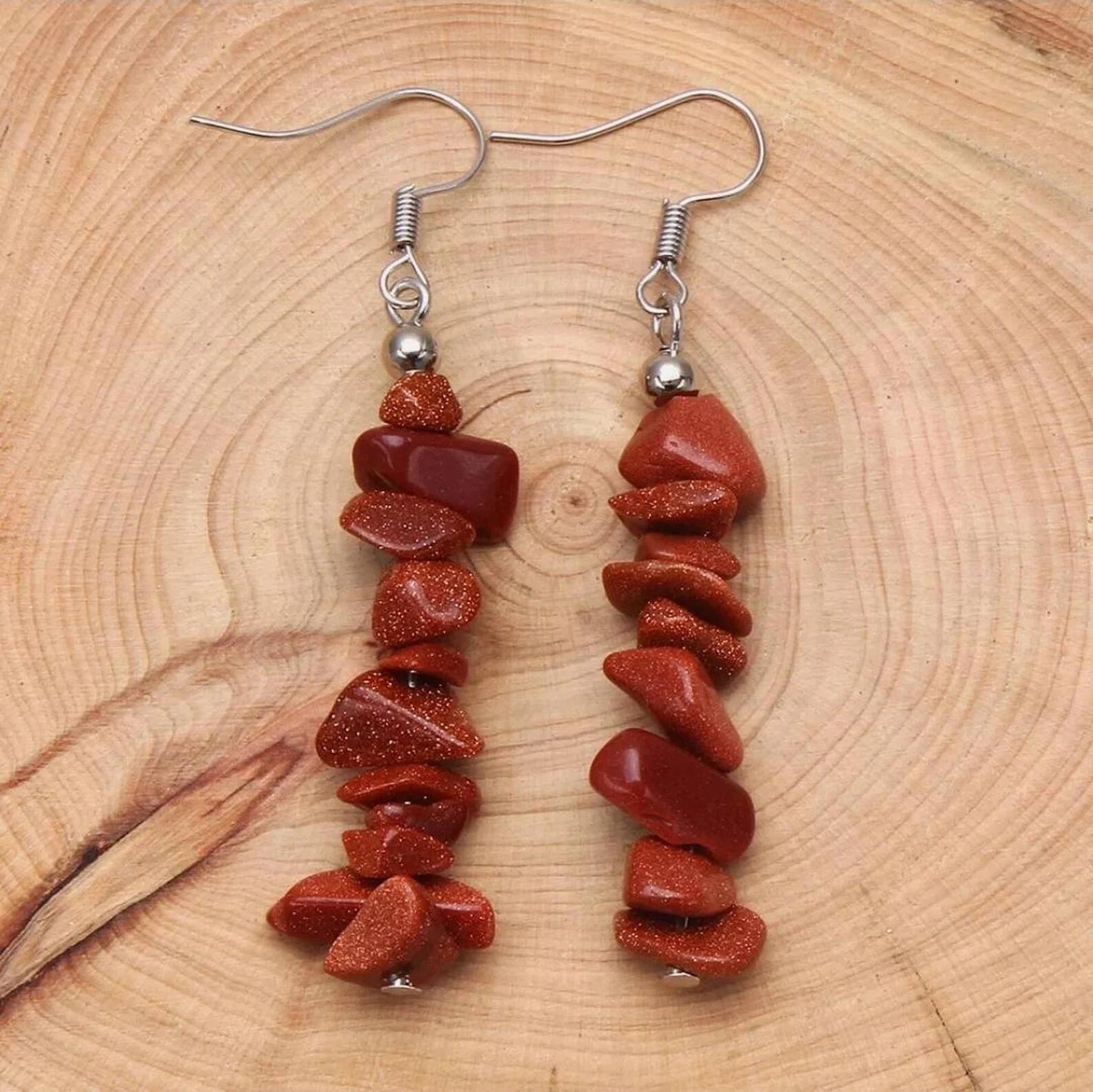 Retro Irregular Natural Crystal Stone Drop Earrings