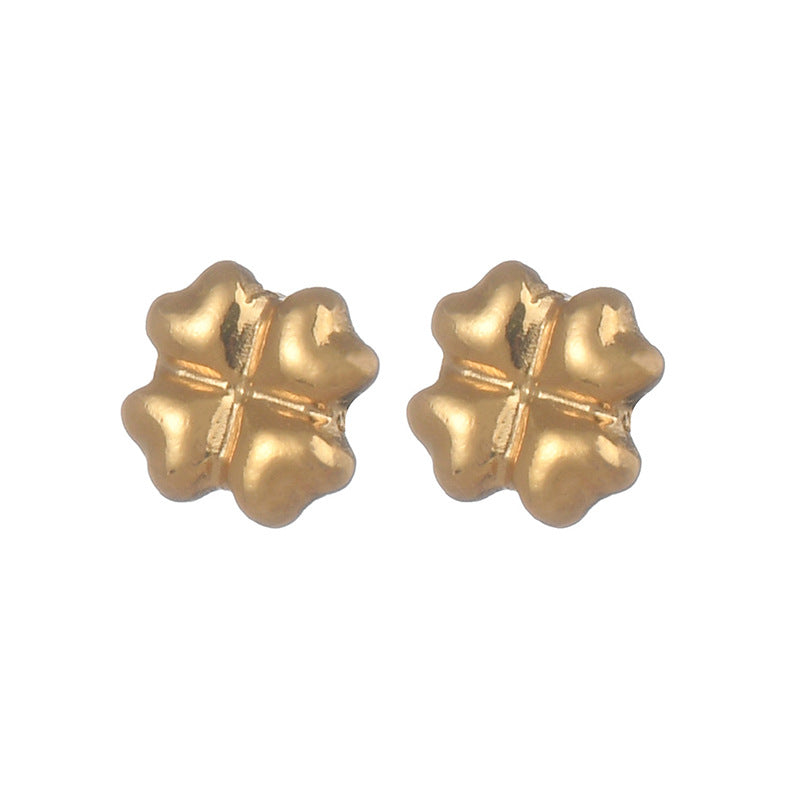 1 Pair Minimalist Flower Inlay 18k Gold Plated Stainless Steel Pearl Rhinestone Stud Earrings