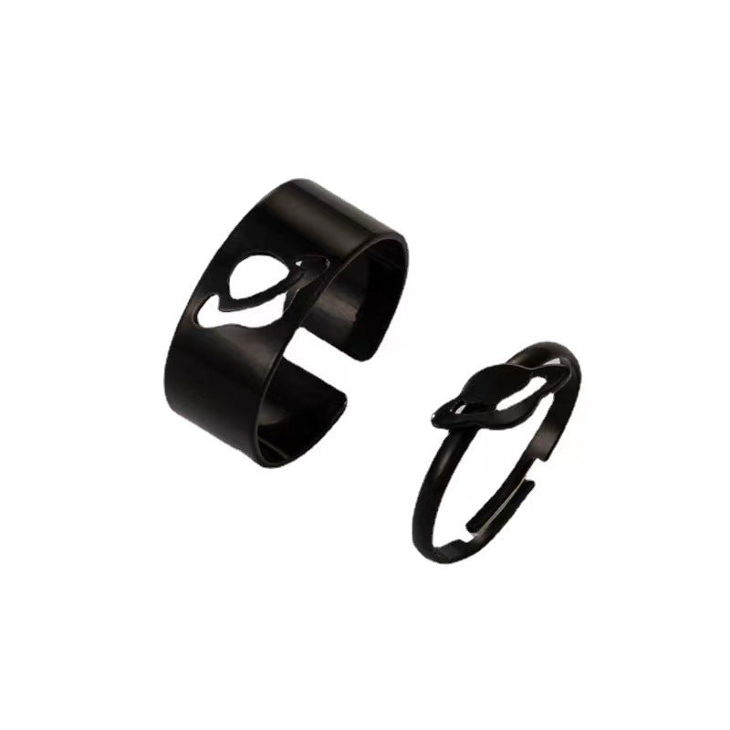 Simple Punk Hollow Universe Planet 2-Piece Adjustable Ring Set