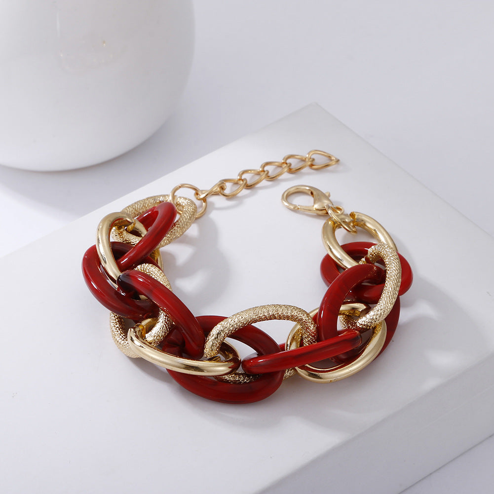 Geometric Multi-layer Metal and Acrylic Leopard Print Bracelet