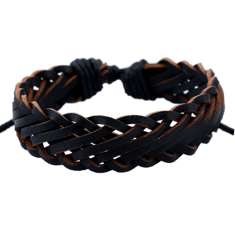 Retro Style Men's Imitation Leather Multi-Layer Woven Bracelet