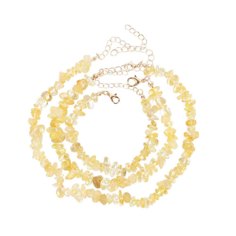 Simple Style Natural Stone Jewelry Set - Bracelet, Anklet, Necklace