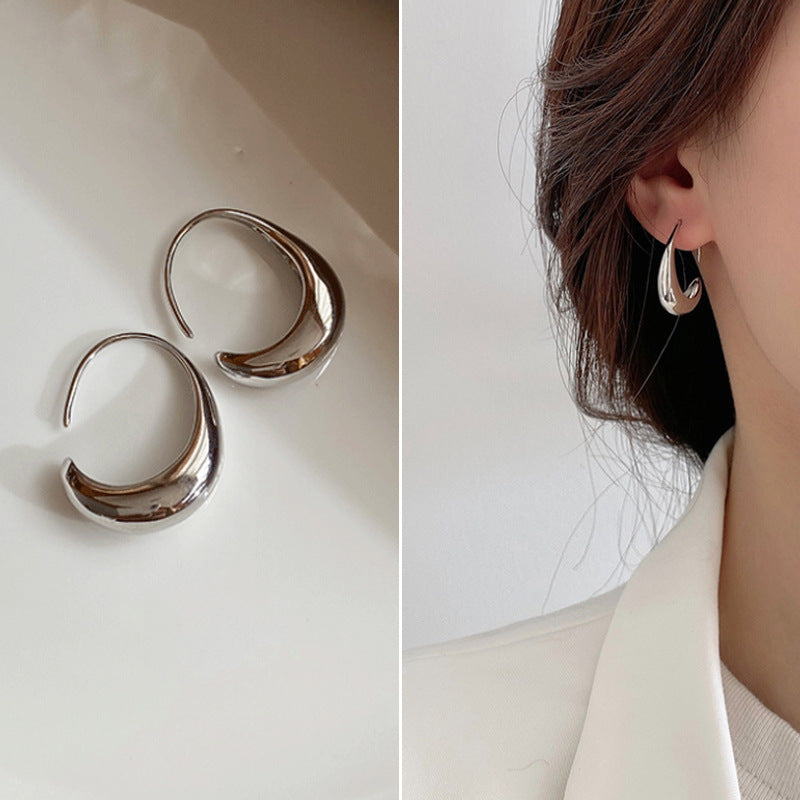 Retro Geometric Alloy Plated Earrings with 925 Silver Needle