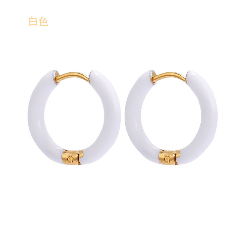 1 Pair Minimalist 12mm Colorful Stainless Steel Hoop Earrings