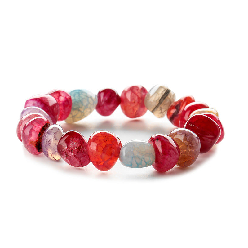 Retro Geometric Amethyst Agate Beaded Bracelet Set
