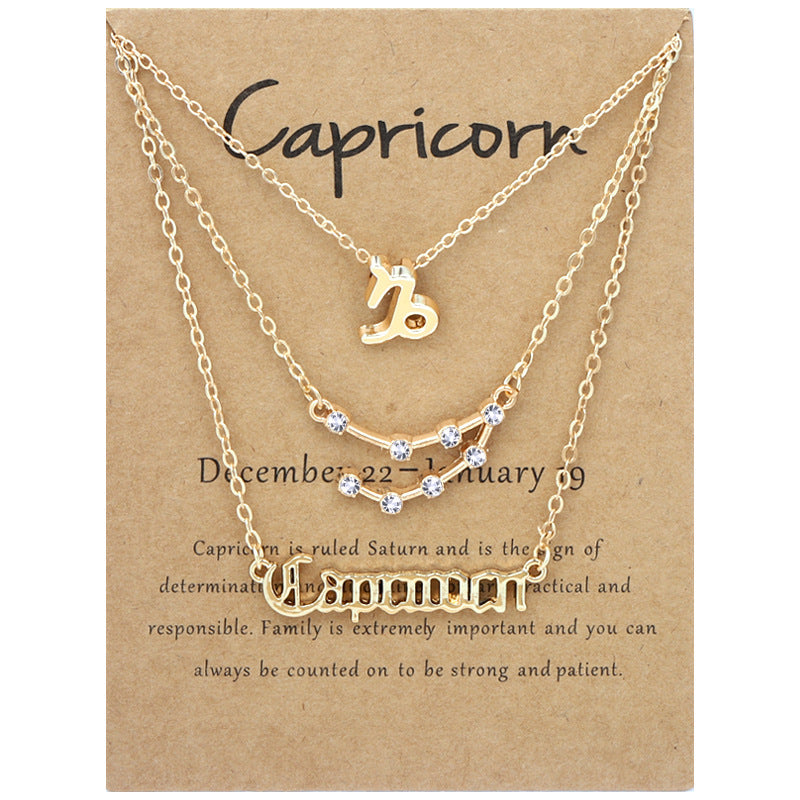 Alloy Geometric Circle Pendant Necklace & Zodiac Symbol Pendant Necklace Set for Women
