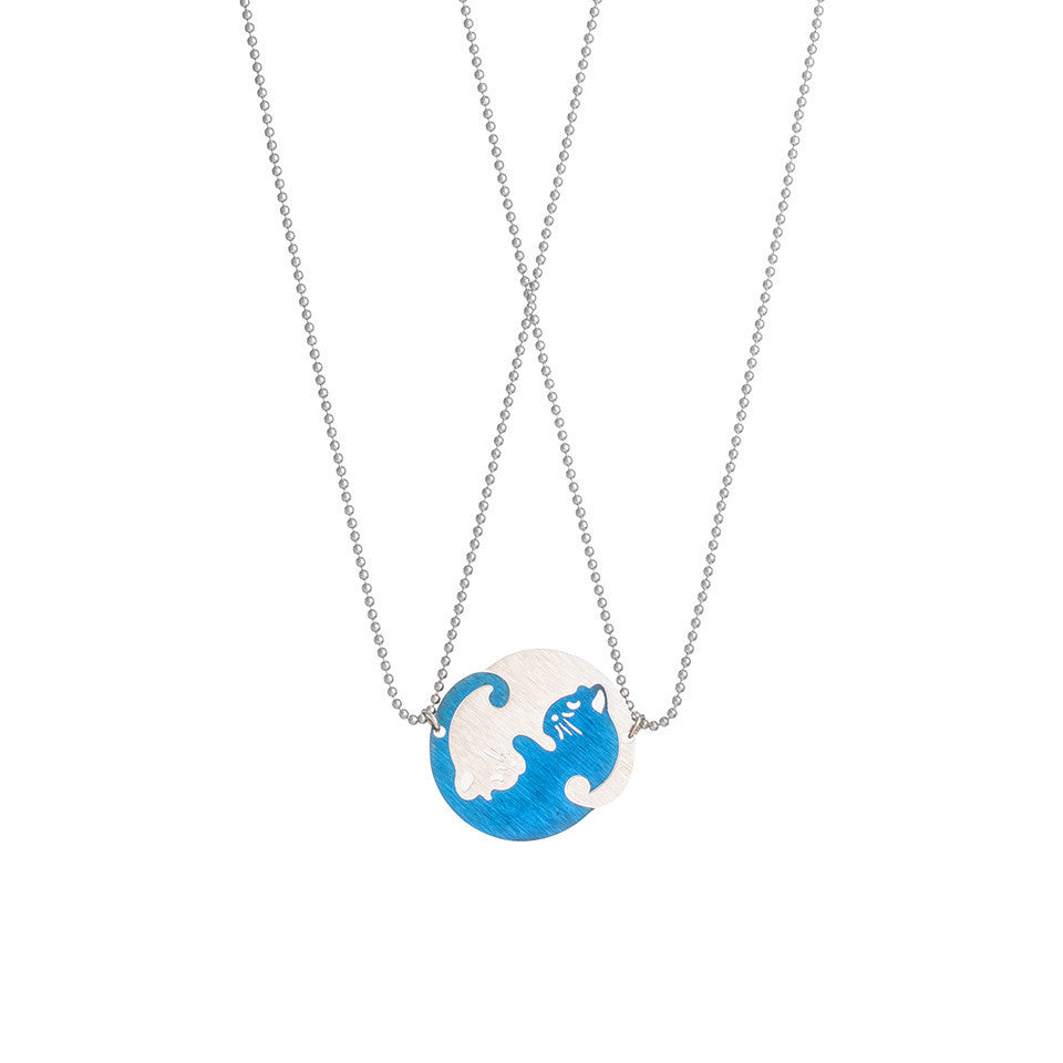 Fashion Insect Heart Shape Stainless Steel Couple Pendant Necklace