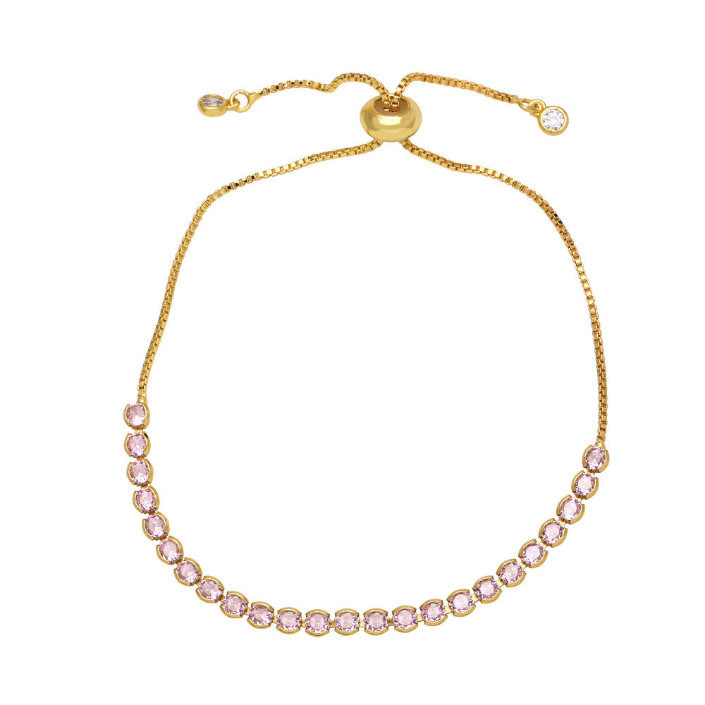 Simple Round Copper Plated Adjustable Zircon Bracelet
