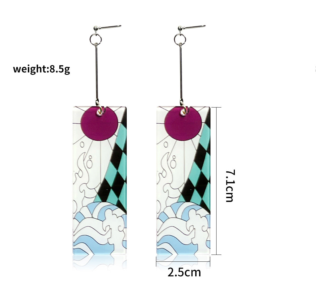 1 Pair Acrylic Rectangle Drop Earrings Inspired by Anime Characters