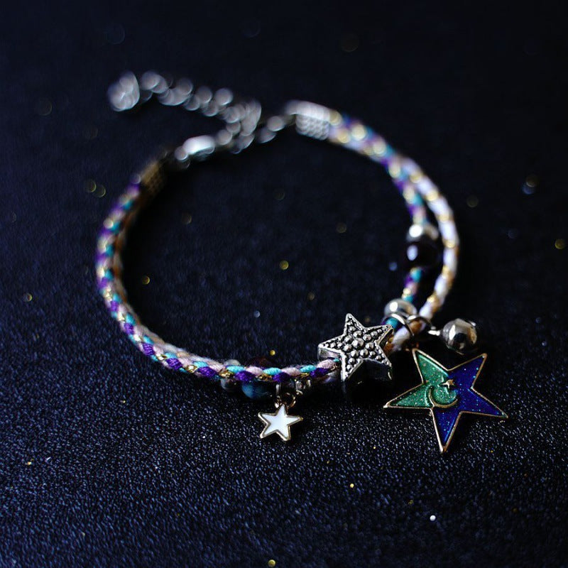 Fashion Astronaut Star and Moon Alloy Knitting Bracelets Set