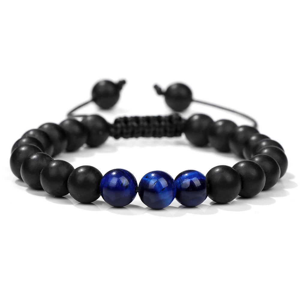 Gradient Agate & Tiger Eye Beaded Adjustable Bracelet