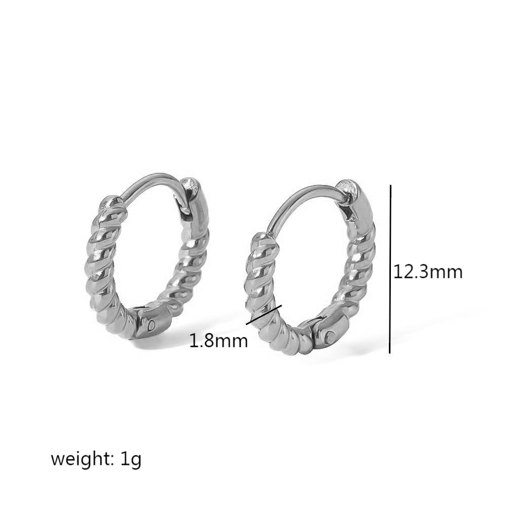 1 Pair Minimalist Twist 18K Gold Plated Stainless Steel Hoop Earrings