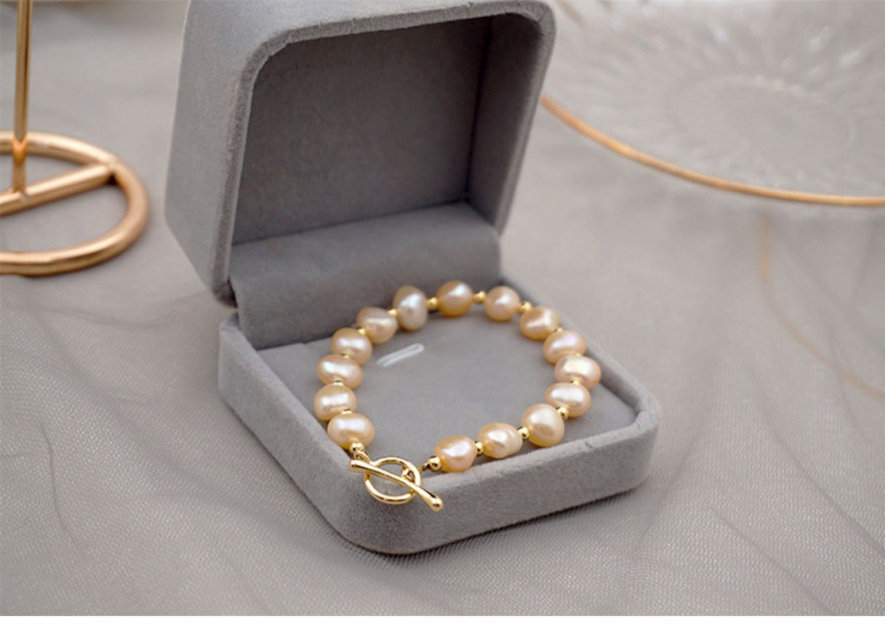 Fashion Minimalist Freshwater Pearl Titanium Steel Bracelet