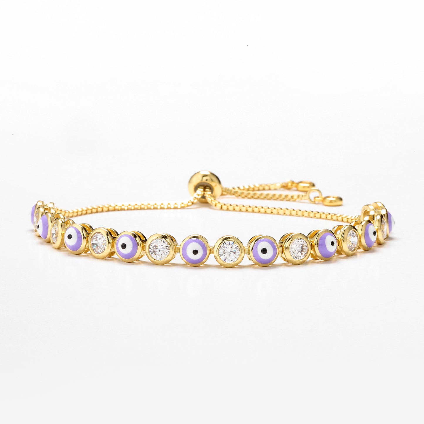 Adjustable Micro-inlaid Zircon Evil Eye Bracelet with Colorful Oil Drip Design