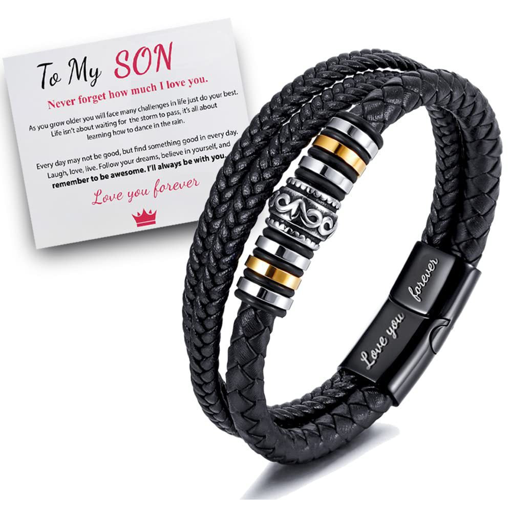 Fashion Cross Rectangle Stainless Steel Leather Braid Unisex Bracelet