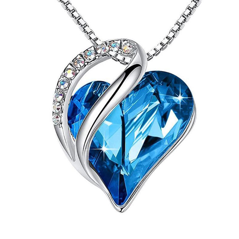 Heart Shape Crystal Birthstone Pendant Necklace