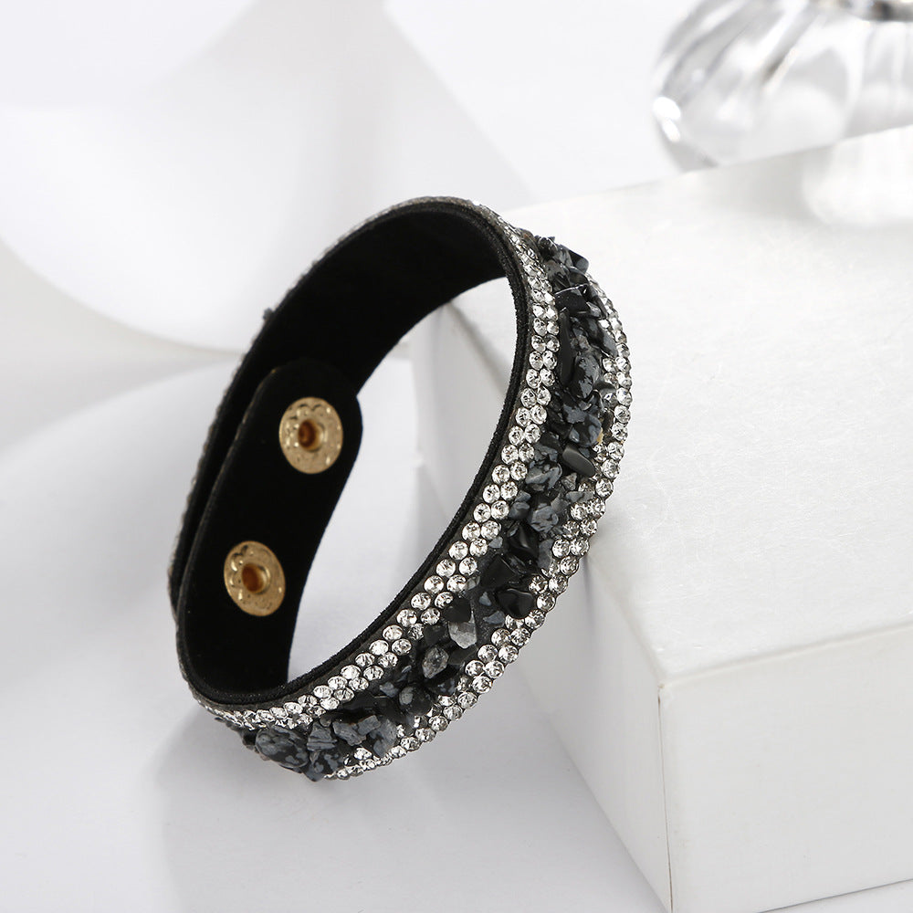 Vintage Multicolor Crushed Stone Inlaid Gemstone Bracelet