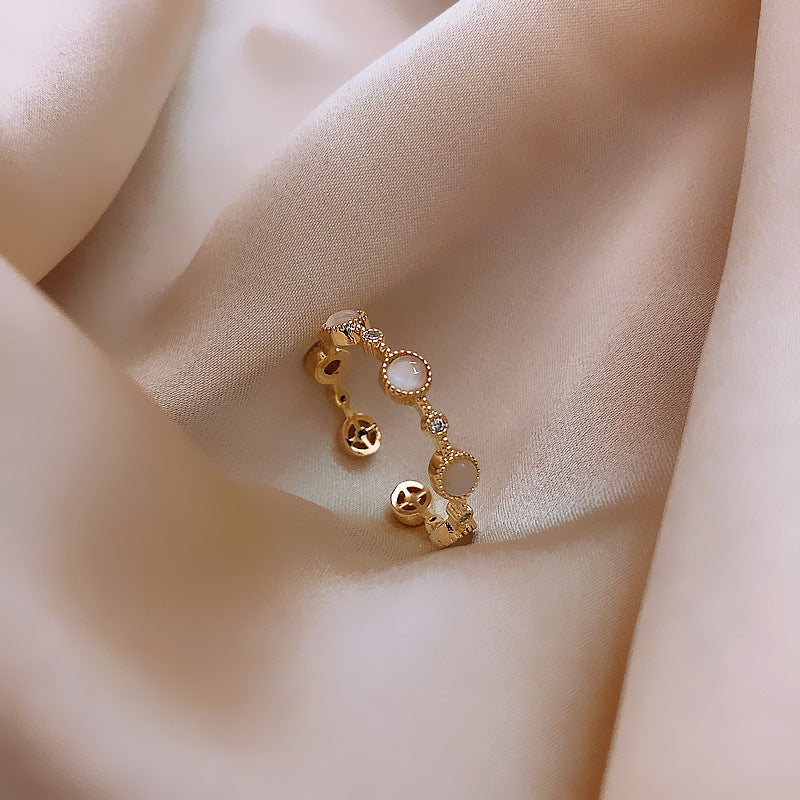 Fashion Heart & Bow Knot Zircon Adjustable Copper Ring