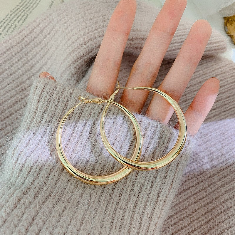 Circle Letter V Earrings - Black and White Statement Hoops for Women