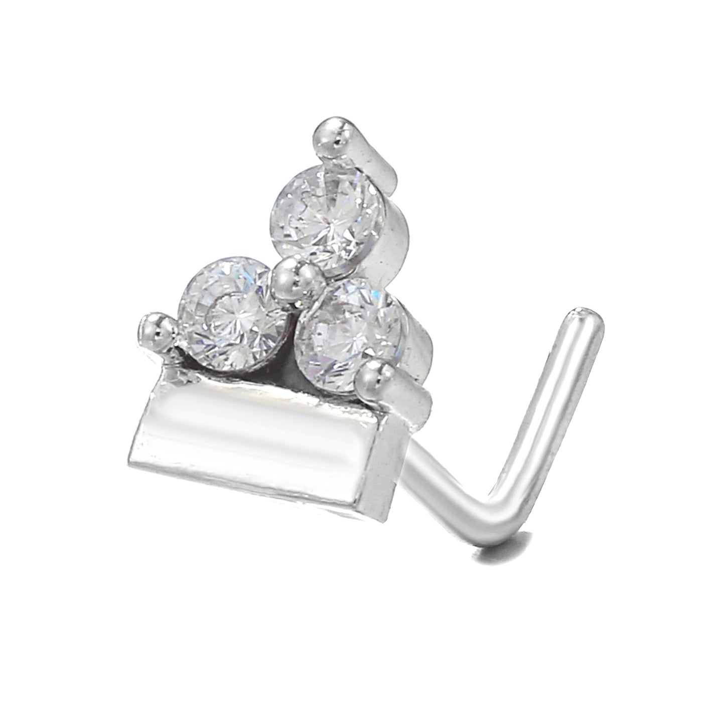 Fashion Animal Palm Brass Inlay Zircon Nose Studs with 20g Stainless Steel L Bar Piercing Jewelry