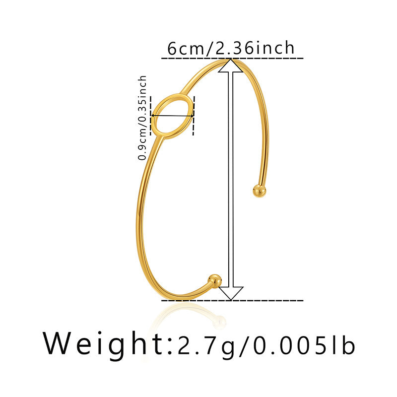 Minimalist Gold Plated Heart Design Bangle with Zirconia