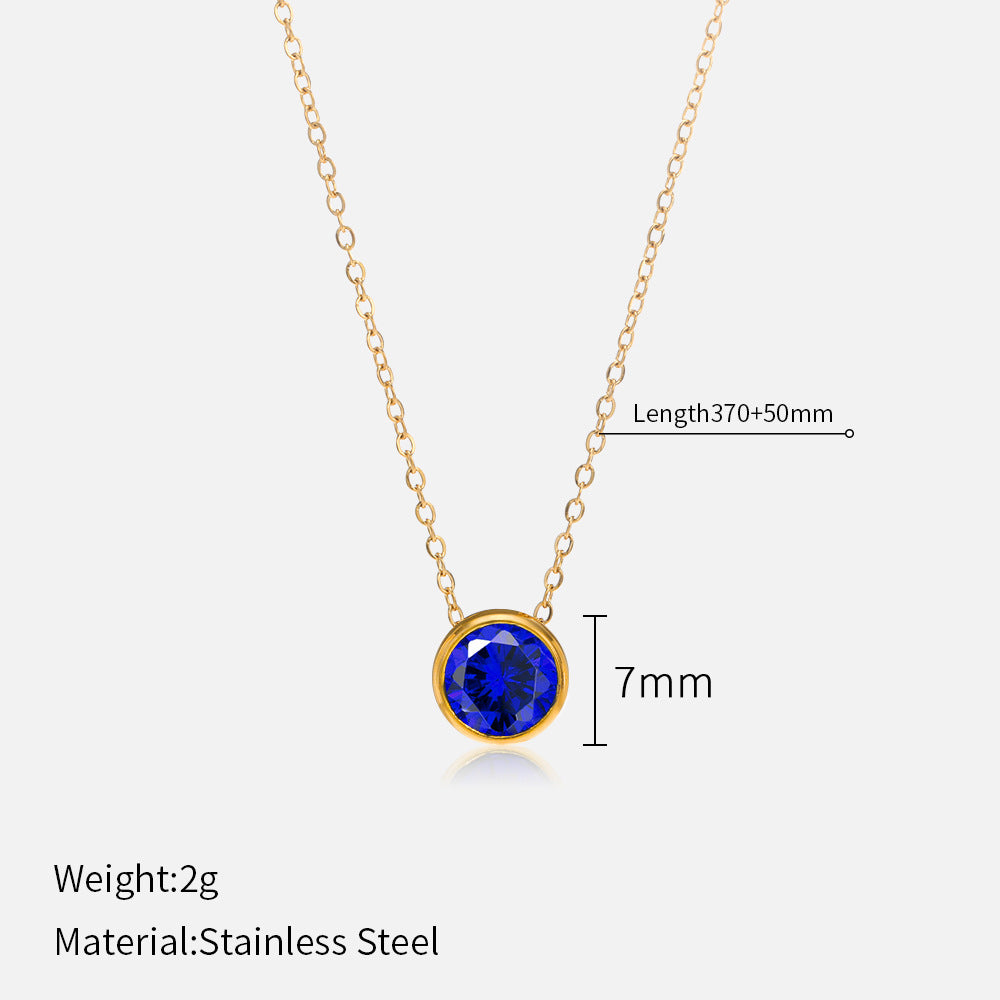 Simple Minimalist Gold Plated Stainless Steel Rhinestone Pendant Necklace