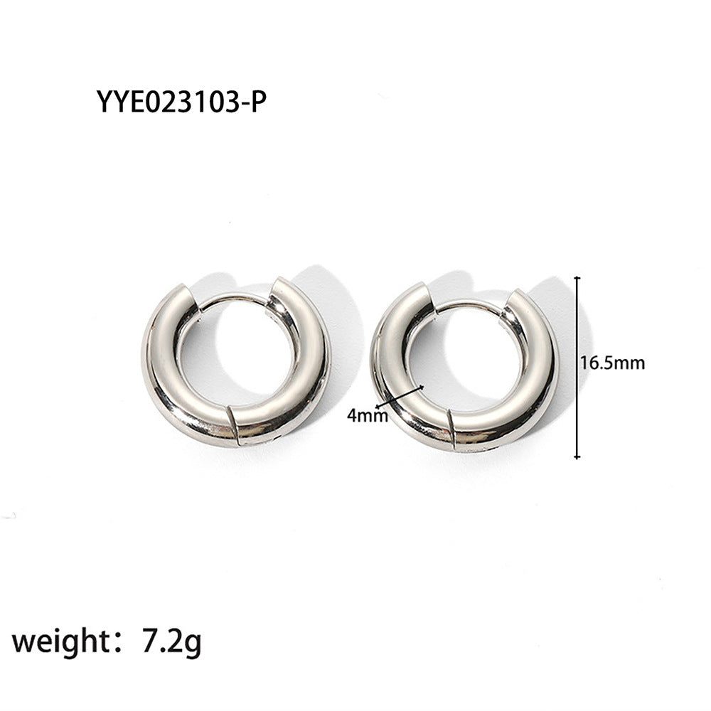 Minimalist 18k Gold-Plated Stainless Steel Hoop Earrings