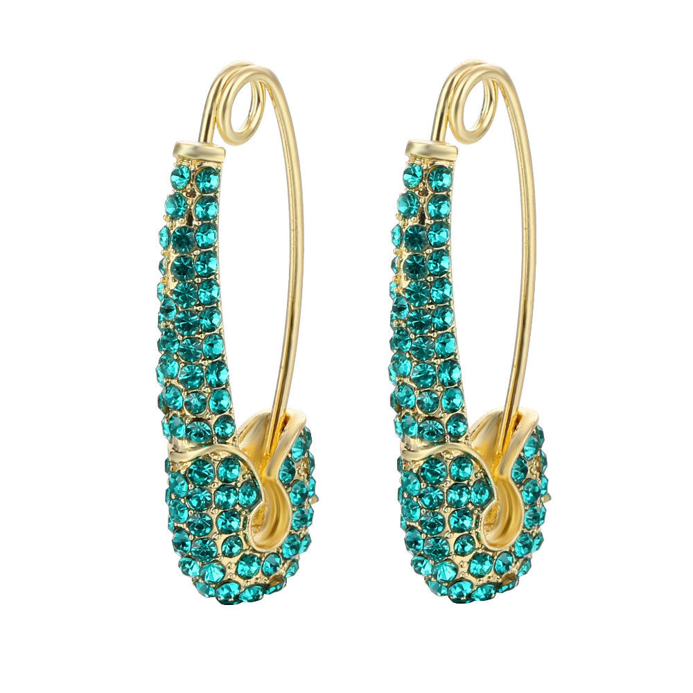 Wholesale Fashion Diamond Brooch Copper Buckle Heart Earrings