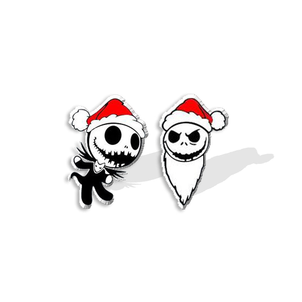 Cartoon Character Acrylic Asymmetric Earrings - Jack Skellington Design