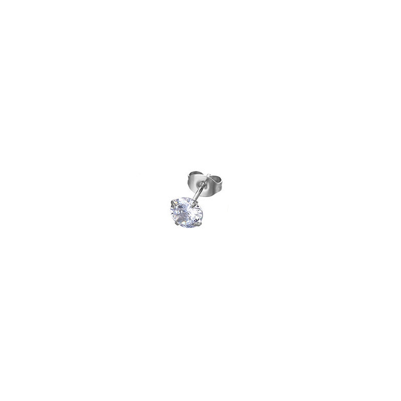 Simple Geometric Zircon Inlaid Stainless Steel Ear Stud